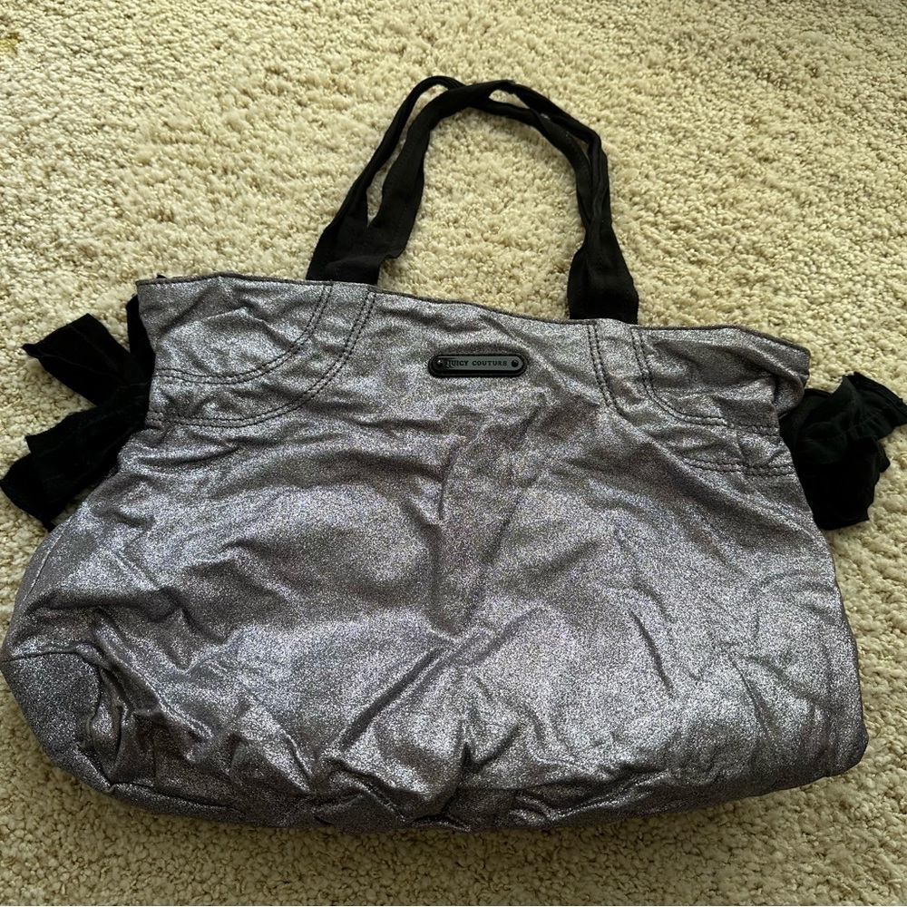 Juicy Couture Original Purse Bag Tote Silver Glitter